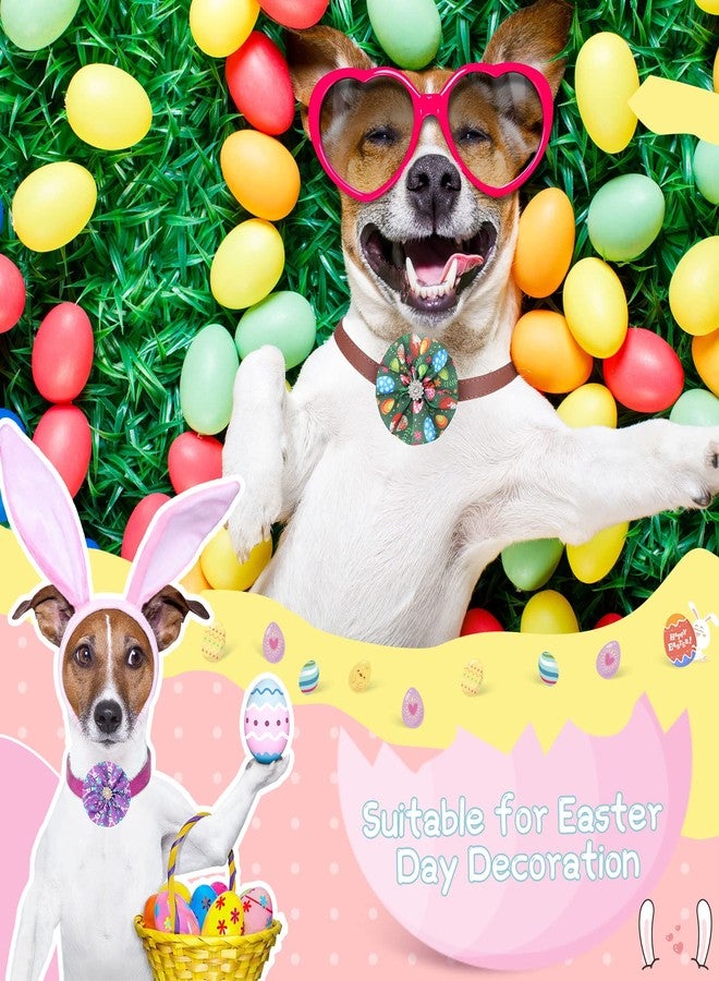 Kigeli 80 Pcs Easter Dog Collar Bows Bulk Colorful Eggs Flowers Rabbit Carrot Charms Dog Cat Collar Grooming Supplies Easter Party Decoration Costume for Small Medium Large Dogs Cats - Image 2